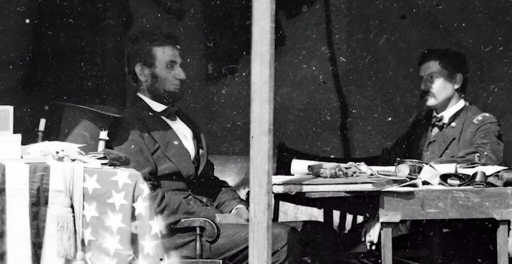 Historic photo of Abraham Lincoln with another man